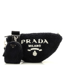 Triangle Logo Zip Crossbody Bag Terry Cloth Small