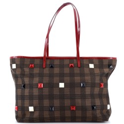 Roll Tote Studded Printed Canvas Medium