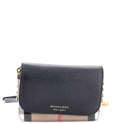 Hampshire Wallet on Chain Leather and House Check Canvas