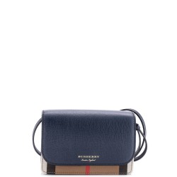 Hampshire Wallet on Chain Leather and House Check Canvas