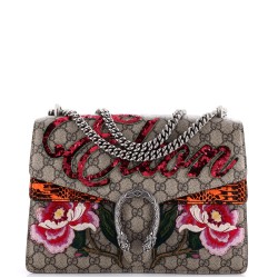 Dionysus Bag Embroidered GG Coated Canvas with Python Medium