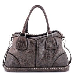 Convertible Tote Studded Distressed Leather Large
