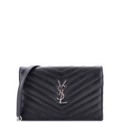 Classic Monogram Wallet on Chain Matelasse Chevron Leather Small