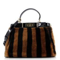 Peekaboo Bag Striped Shearling with Patent Medium