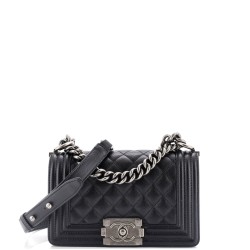 Boy Flap Bag Quilted Caviar Small