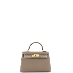 Kelly Mini II Bag Grey Epsom with Gold Hardware 20