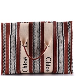 Woody Tote Striped Linen Large