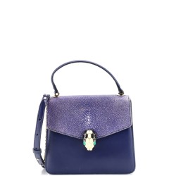 Serpenti Forever Top Handle Bag Leather and Stingray Small