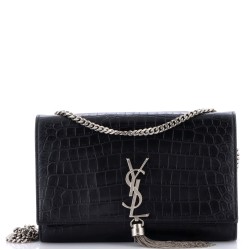 Classic Monogram Tassel Crossbody Bag Crocodile Embossed Leather Medium