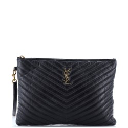 Classic Monogram Wristlet Pouch Matelasse Chevron Leather Medium