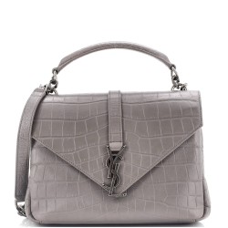 Classic Monogram College Bag Crocodile Embossed Leather Medium