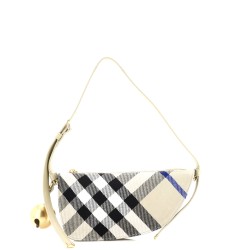 Shield Sling Shoulder Bag Check Canvas and Leather Mini