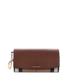 Henley Wallet on Chain Leather with House Check Canvas