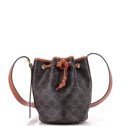 Drawstring Bucket Bag Triomphe Coated Canvas Small