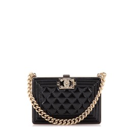 Boy Chain Box Minaudiere Quilted Patent