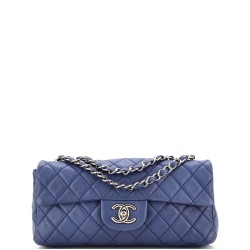 Classic Single Flap Bag Quilted Caviar East West
