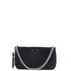 Chain Zip Shoulder Bag Quilted Tessuto Small