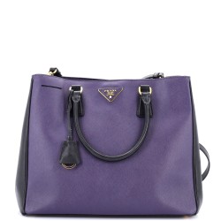 Bicolor Double Zip Lux Tote Saffiano Leather Medium