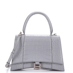Hourglass Top Handle Bag Crocodile Embossed Leather Medium