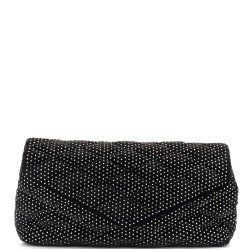 Sade Puffer Envelope Clutch Crystal Embellished Velvet Large