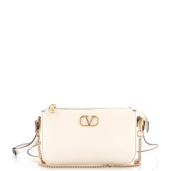 VLogo Zip Around Chain Crossbody Bag Leather