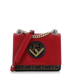 Kan I F Shoulder Bag Leather with Zucca Embossed Detail Small