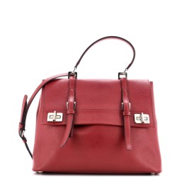Dual Flap Double Turn Lock Satchel City Calfskin Medium