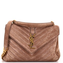 Classic Monogram College Bag Matelasse Chevron Suede Medium