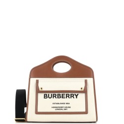 Logo Pocket Tote Canvas with Leather Small