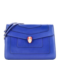 Serpenti Forever Double Flap Shoulder Bag Leather Large