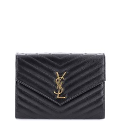 Classic Monogram Envelope Wristlet Clutch Matelasse Chevron Leather
