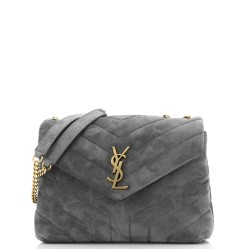 Loulou Shoulder Bag Matelasse Chevron Suede Small