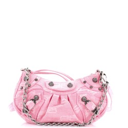 Le Cagole Giant Studs Shoulder Bag BB Monogram Denim Mini