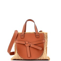 Gate Tote Leather and Straw Small