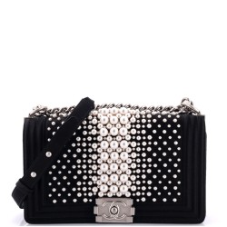 Boy Flap Bag Pearl Embellished Satin Old Medium