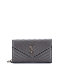 Classic Monogram Wallet on Chain Matelasse Chevron Leather Medium