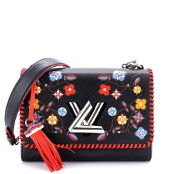 Twist Handbag Limited Edition Flower Embellished Epi Leather with Whipstitch Details MM