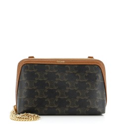 Zip Around Chain Clutch Triomphe Coated Canvas