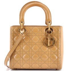 Lady Dior Bag Cannage Quilt Patent Medium