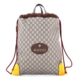 Neo Vintage Drawstring Backpack GG Coated Canvas Large