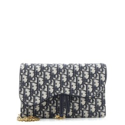 Saddle Chain Clutch Oblique Canvas
