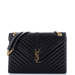 Classic Monogram Envelope Satchel Matelasse Chevron Leather Large