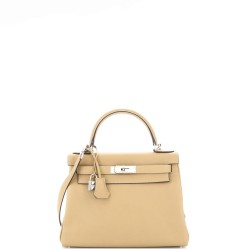Kelly Handbag Light Clemence with Palladium Hardware 28