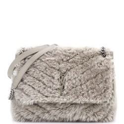 Niki Chain Flap Bag Matelasse Chevron Shearling Medium
