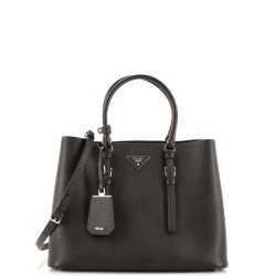 Belted Strap Cuir Double Tote Saffiano Leather Medium