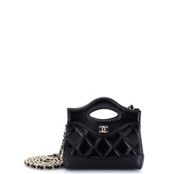 31 Shopping Bag Clutch with Chain Quilted Calfskin Nano
