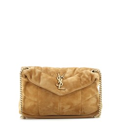 Loulou Puffer Shoulder Bag Quilted Suede Small