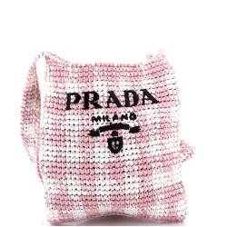 Logo Messenger Bag Printed Raffia Small
