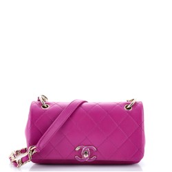 Twist Chain Enamel CC Flap Bag Quilted Lambskin Large