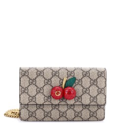 Cherries Wallet on Chain GG Coated Canvas Mini